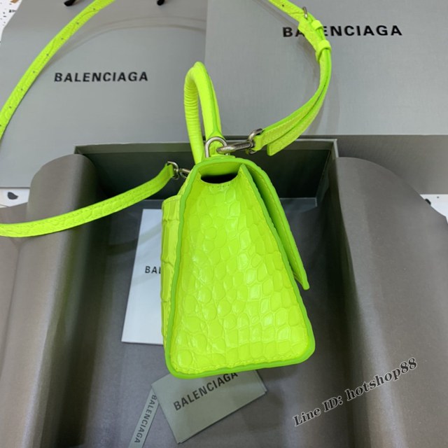 Balenciaga專櫃新款mini號手提肩背女包原單沙漏包 巴黎世家螢光綠沙漏包 fyj1421